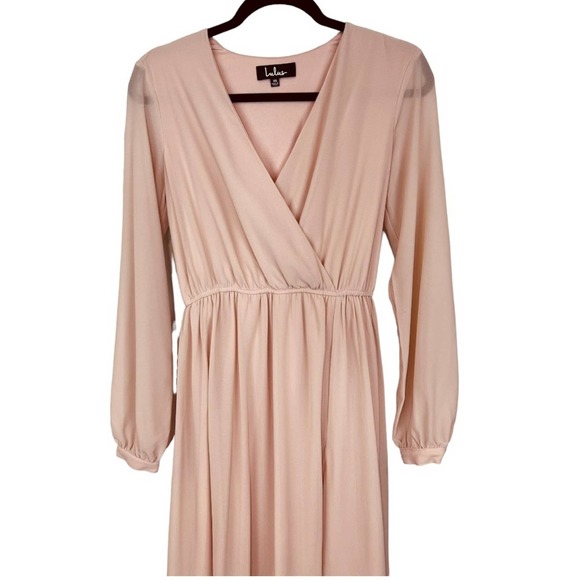 Lulu’s Wondrous Water Lilies Blush Pink Long Sleeve Maxi Dress - Picture 7 of 14